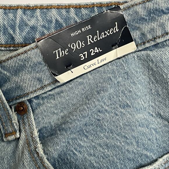 Abercrombie & Fitch The 90s Relaxed Jeans Plus Size 37/24L Light Wash Cuffed NEW - Picture 7 of 11